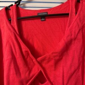 Red Knot Front Short-Sleeved Sweater